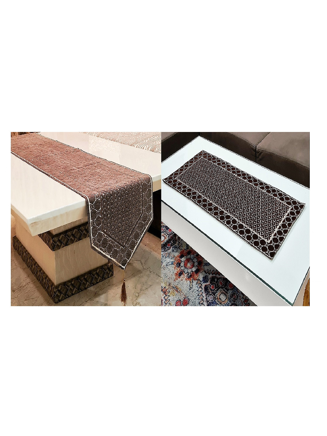 GROKI Brown trousers Geometric-Printed Durable Table Runner