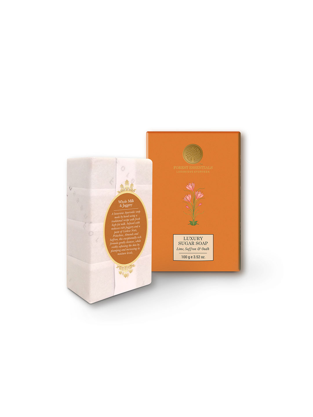 Forest Essentials Lime Saffron & Oudh Luxury Sugar Soap - 100g