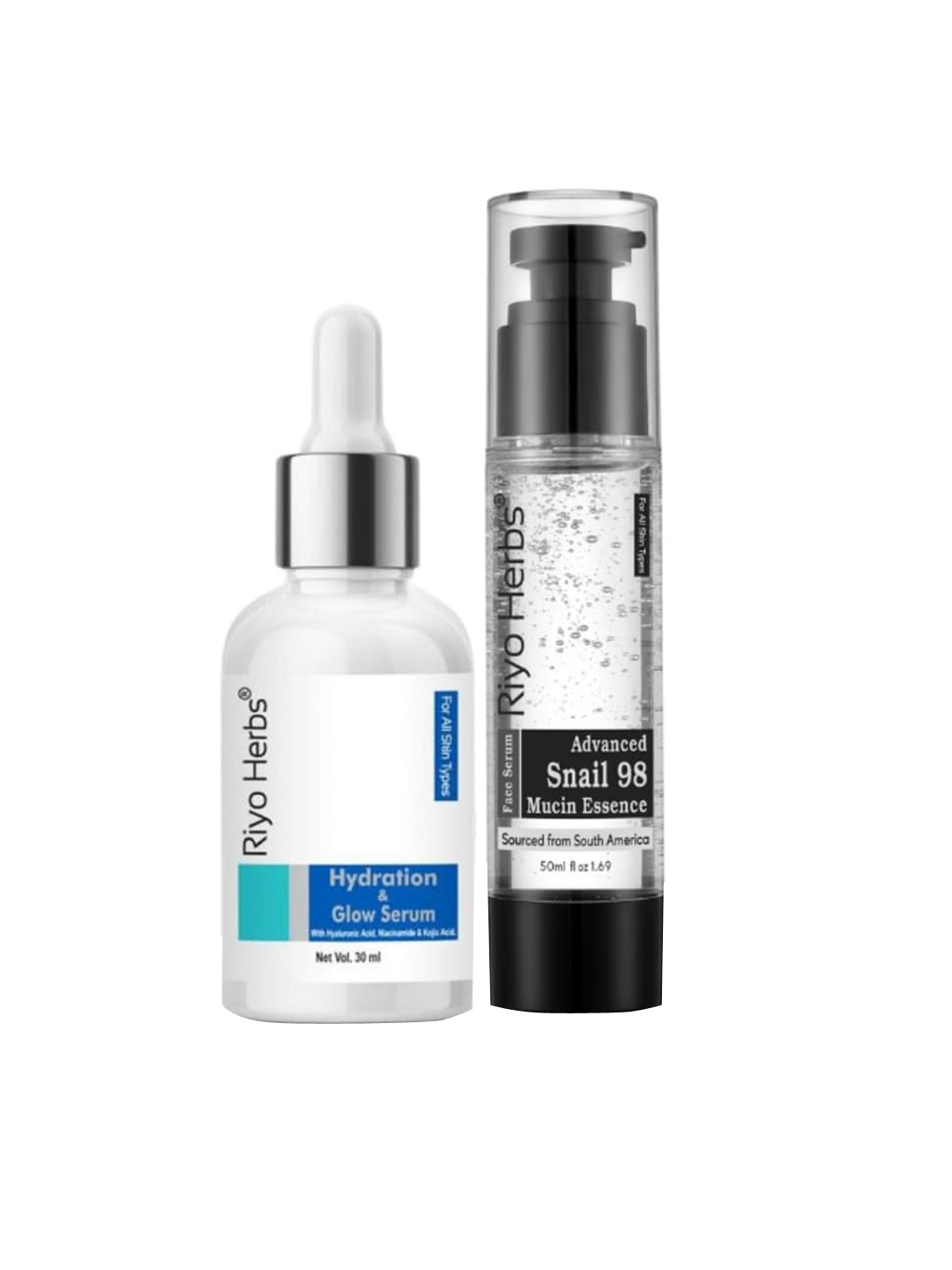 Riyo Herbs 2-Pcs Snail 98 Mucin Essence 50ml & Hydration & Glow Serum 30ml Combo