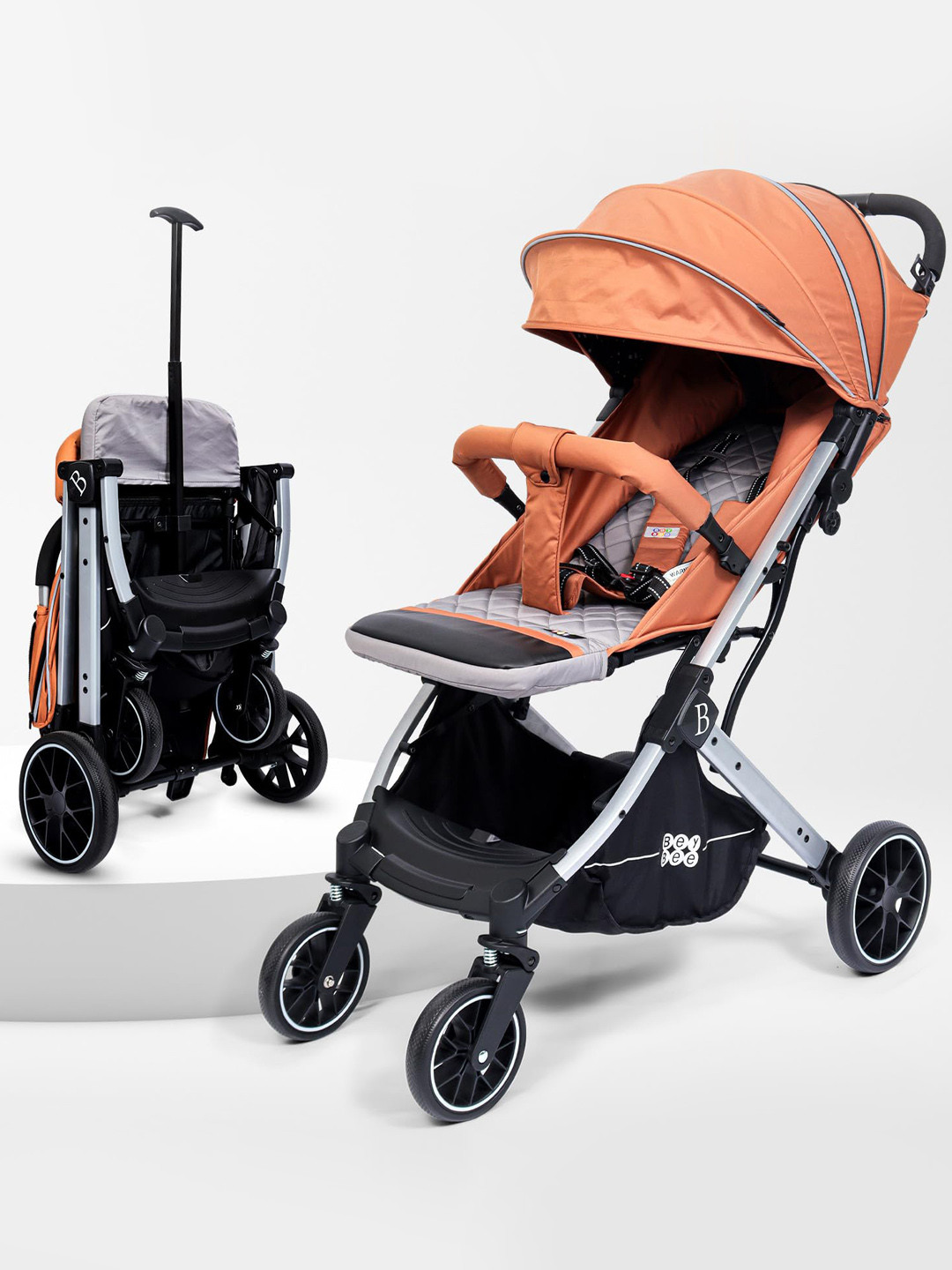 BeyBee Infants Stroller With 5 Point Safety Harness & Reversible Handlebar