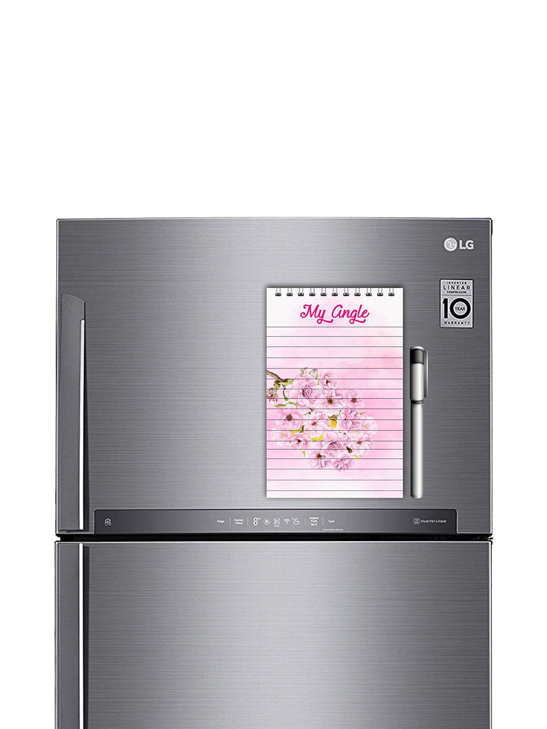 ARTBUG Pink & White Printed Decorative Fridge Magnet Notepad With Marker