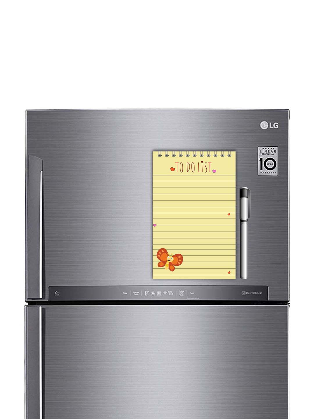 ARTBUG Yellow & Red Printed Decorative Fridge Magnet Notepad With Marker