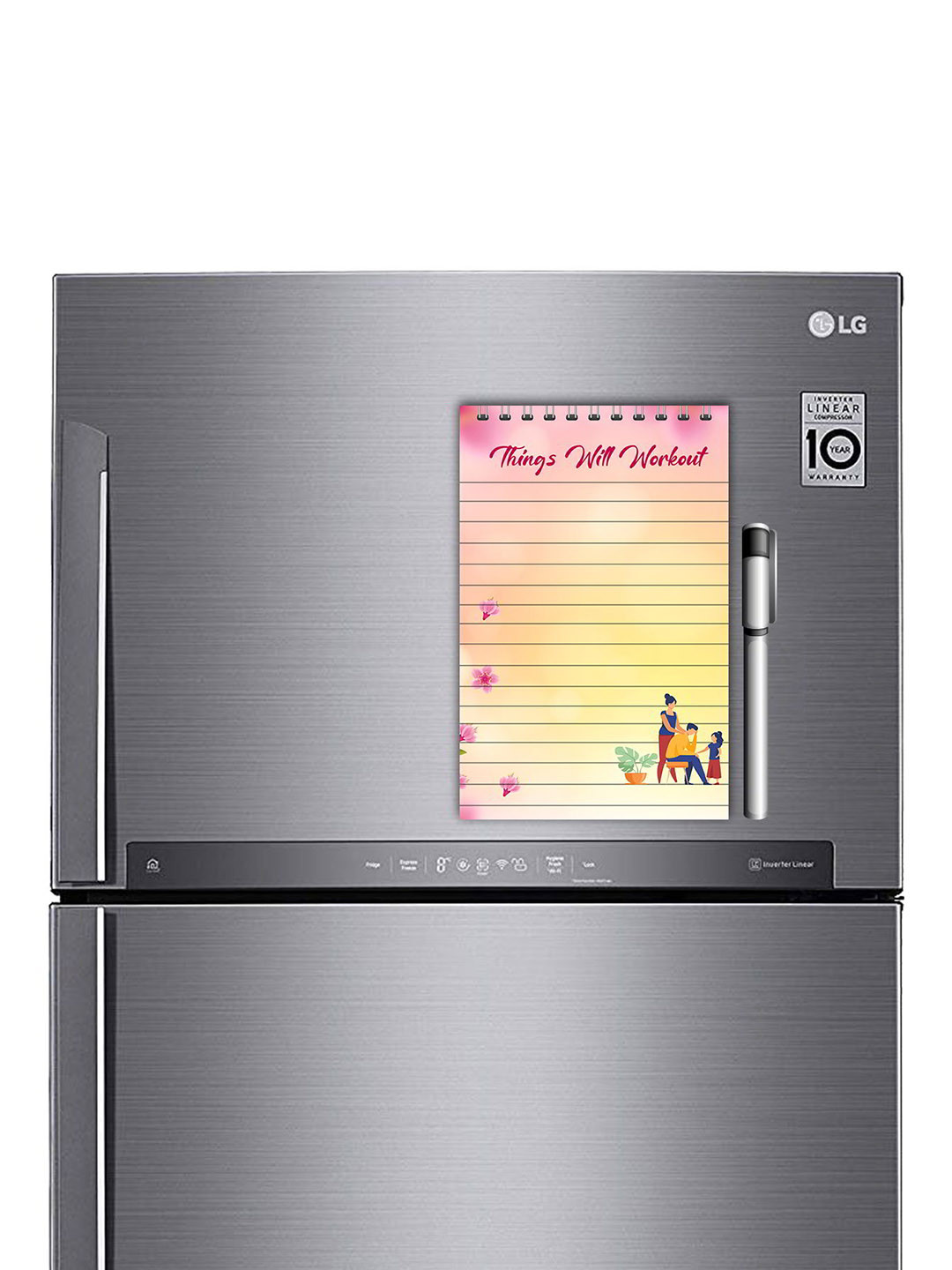 ARTBUG Pink & Beige To do List Printed Decorative Magnet With Marker