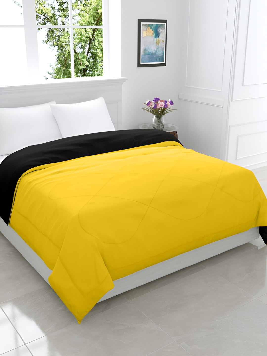 GYT Black & Yellow Microfiber Mild Winter Double Bed Comforter