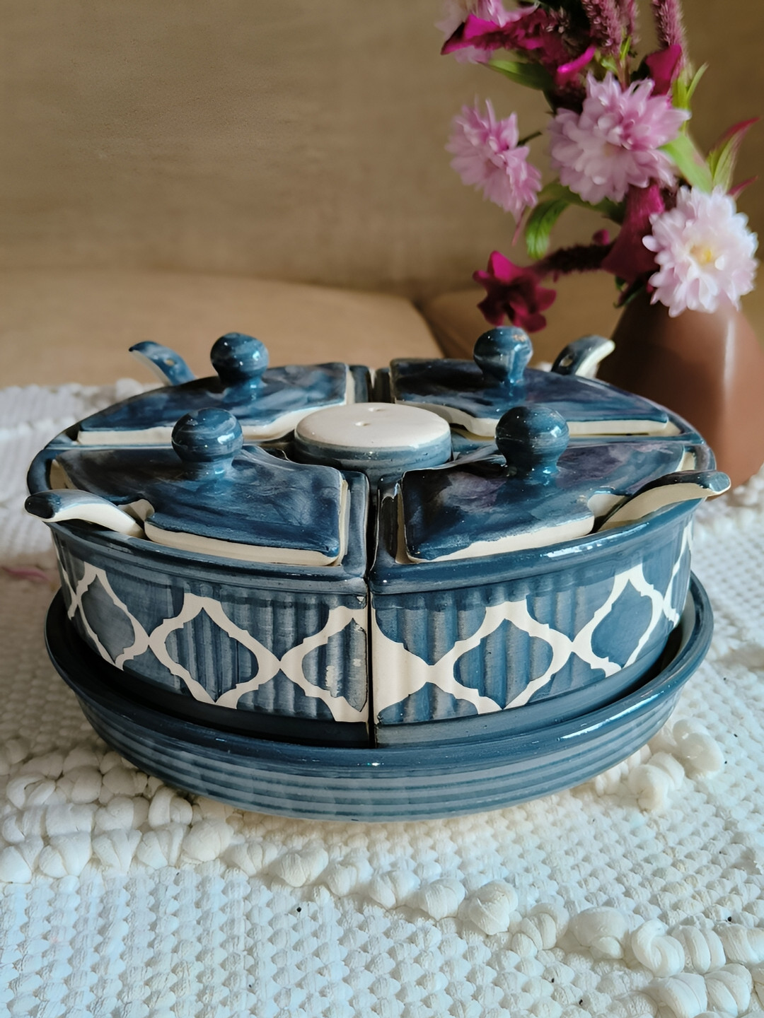 NIYARA Grey & White Ceramic Dishwasher and Microwave Safe Food Container