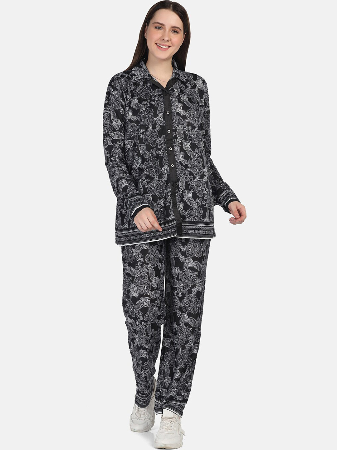 Aesthetic Bodies Ethnic Motifs Printed Shirt & Mid-Rise Trouser