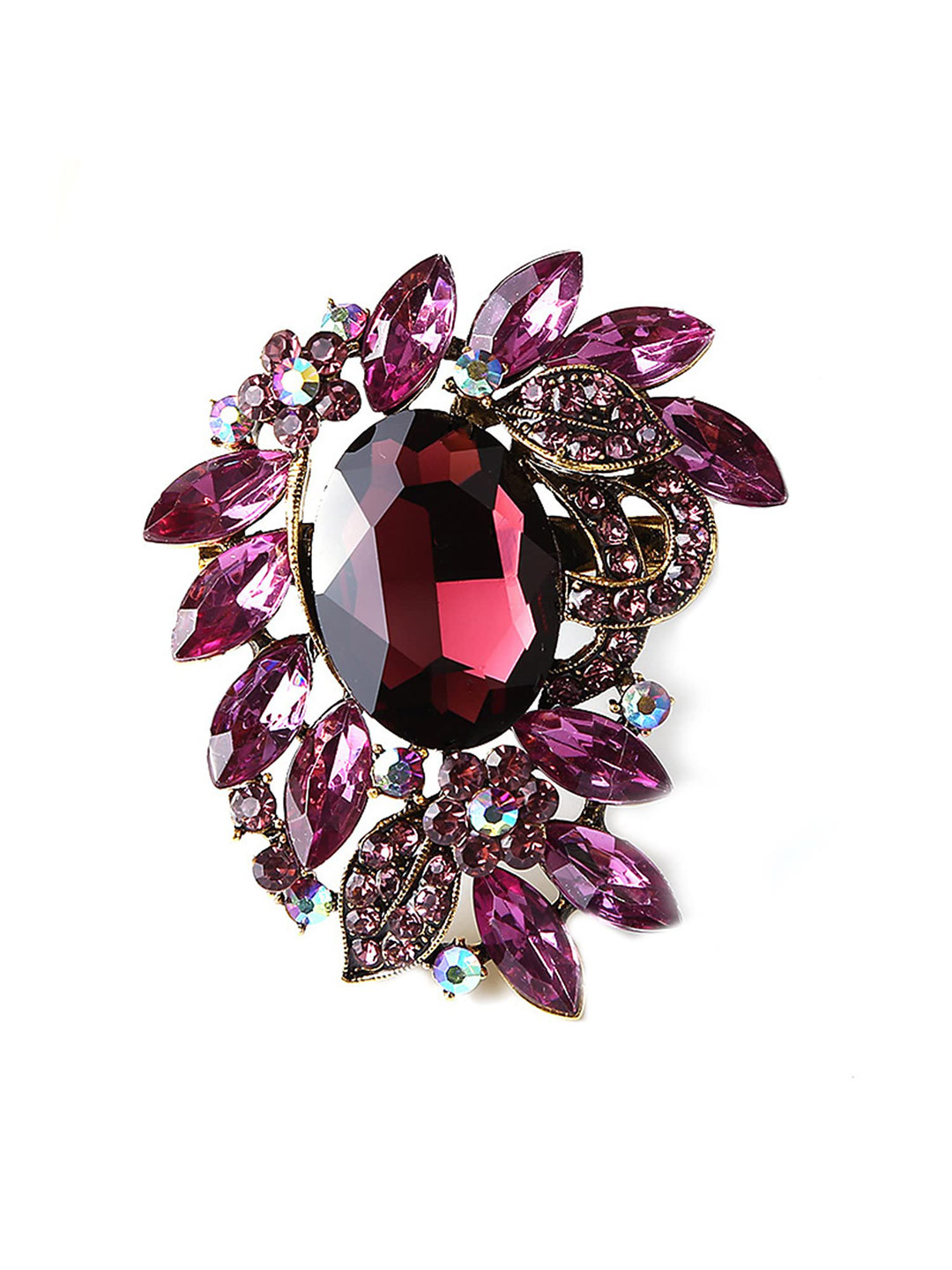 SYGA Crystal Glass Studded Brooch
