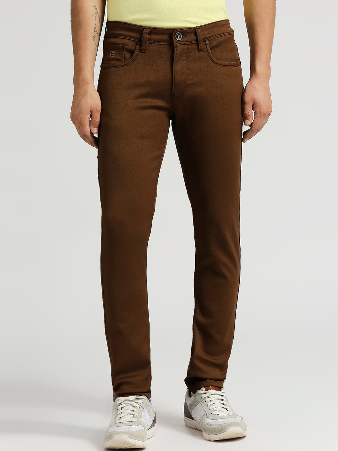 ROCKING SWAMY Men Smart Slim Fit Cotton Trousers