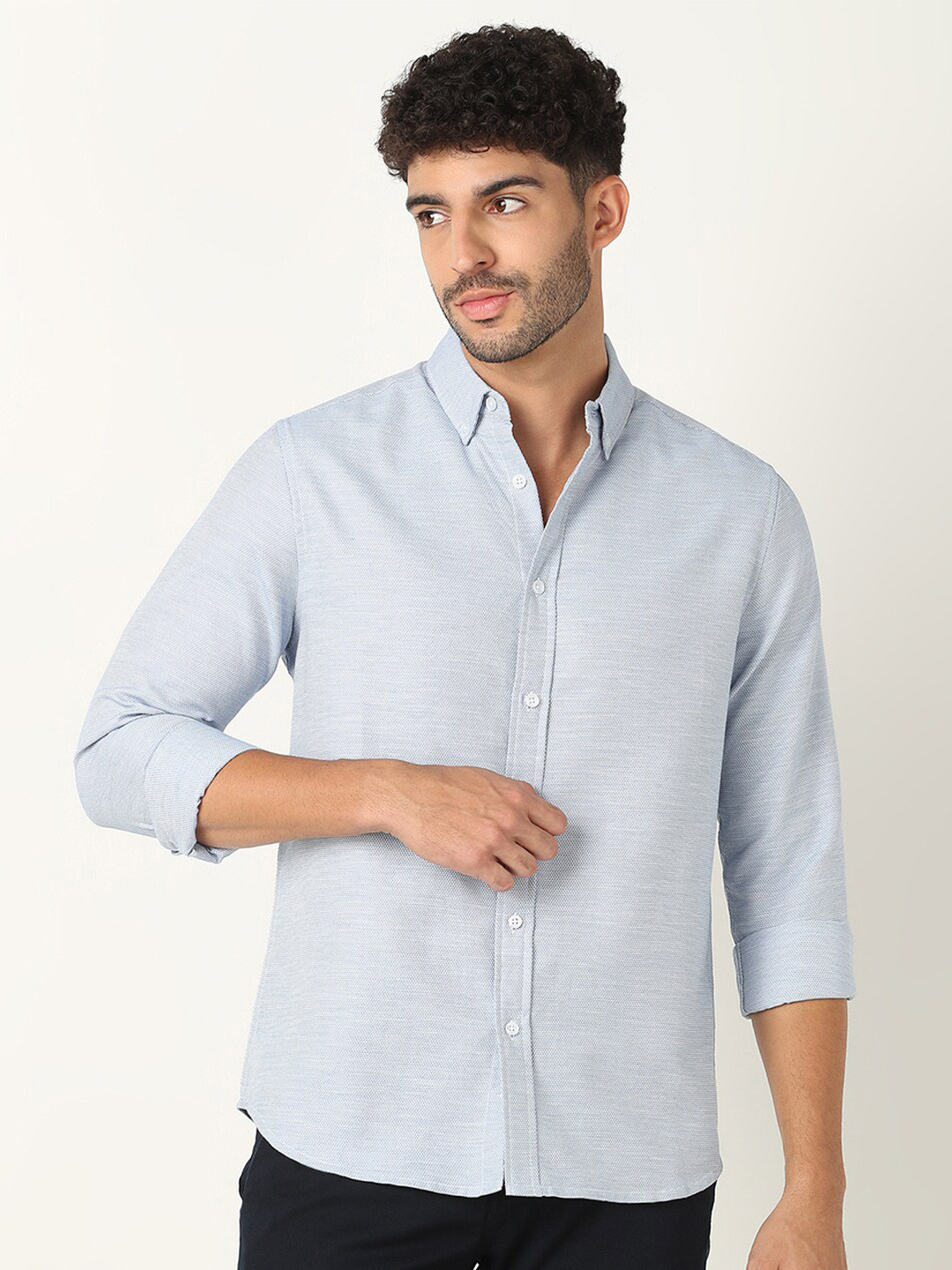 R&B Slim Fit Micro Ditsy Printed Cotton Casual Shirt