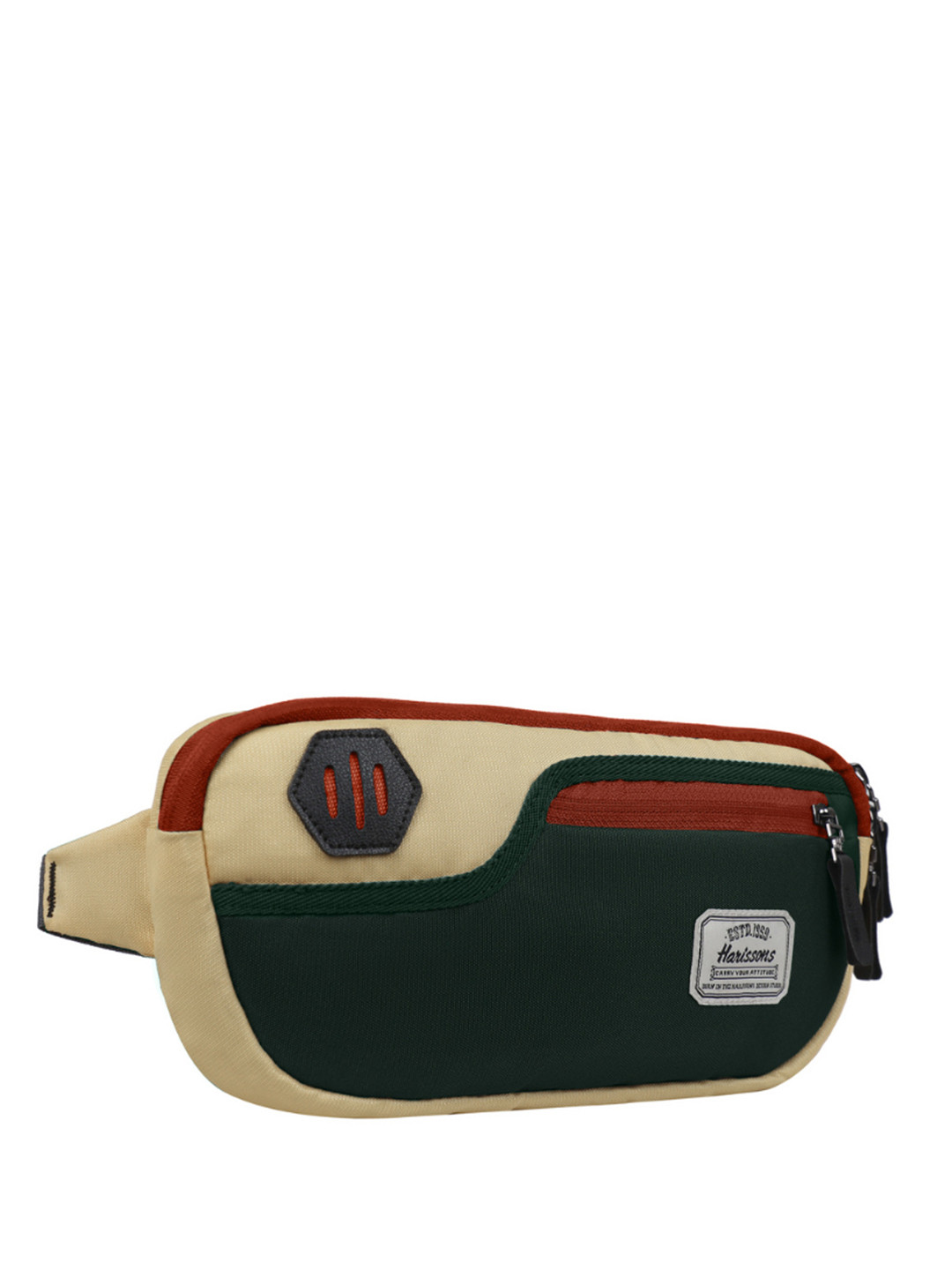 Harissons Orbito Unisex Cream & Green Colourblocked Water Resistant Fanny Waist Bag