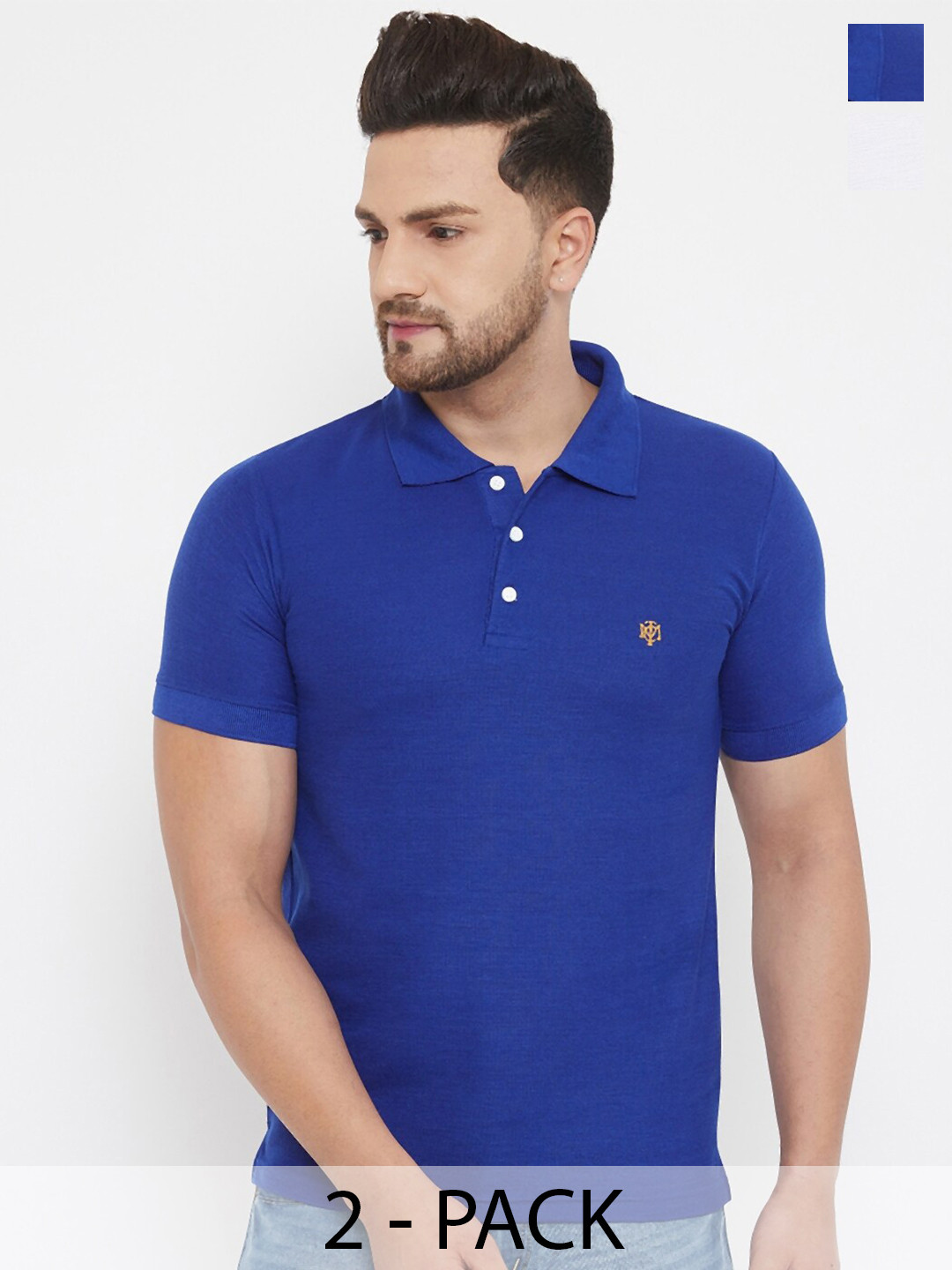 THE MILLION CLUB Pack Of 2 Polo Collar Applique T-shirt