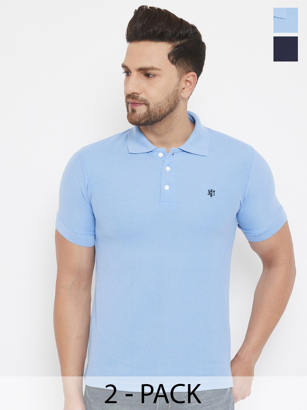 THE MILLION CLUB Pack Of 2 Polo Collar Applique T-shirt