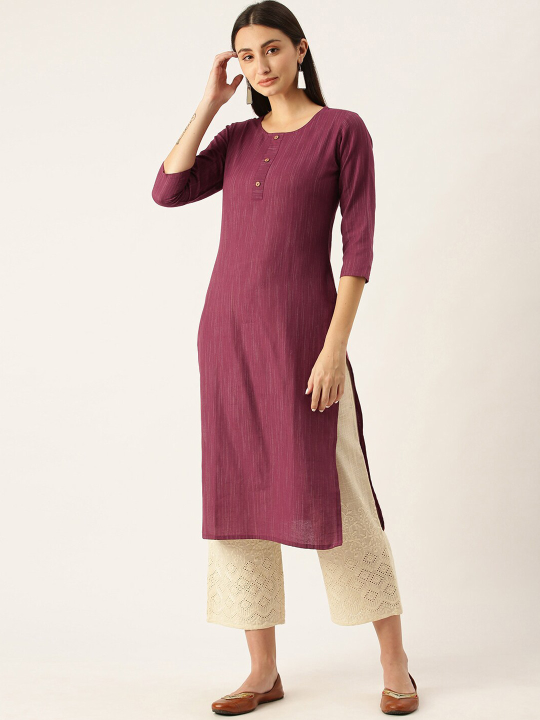 KALINI Woven Design Straight Kurta