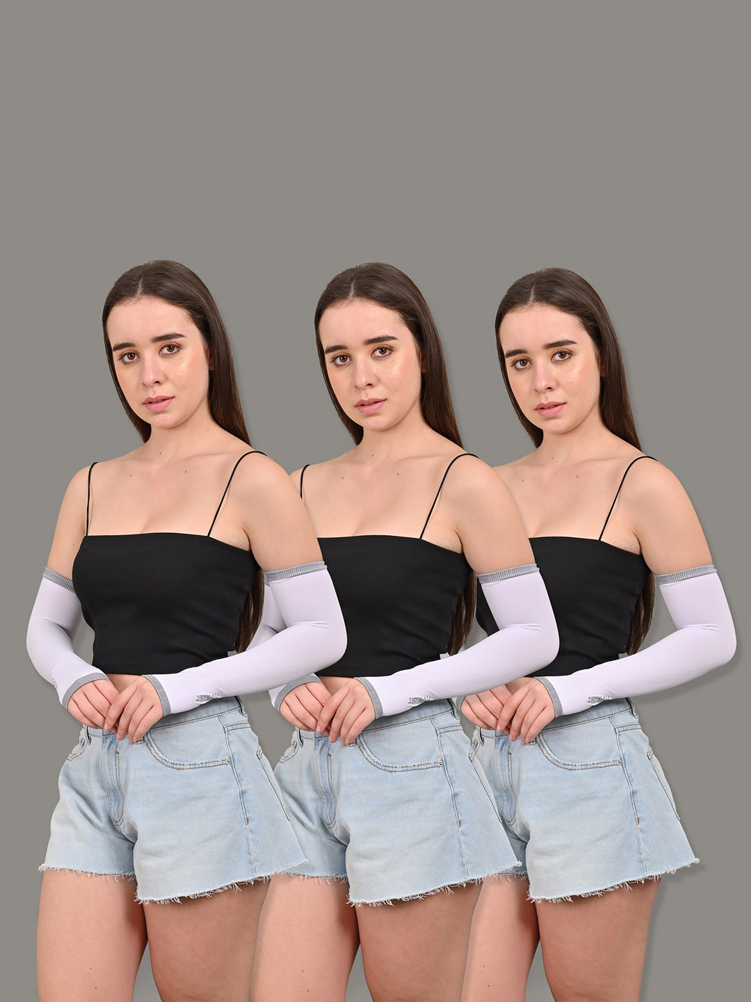 BAESD Women Pack of 3 White UV Sun Protection Compression Cool Arm Sleeves Gloves