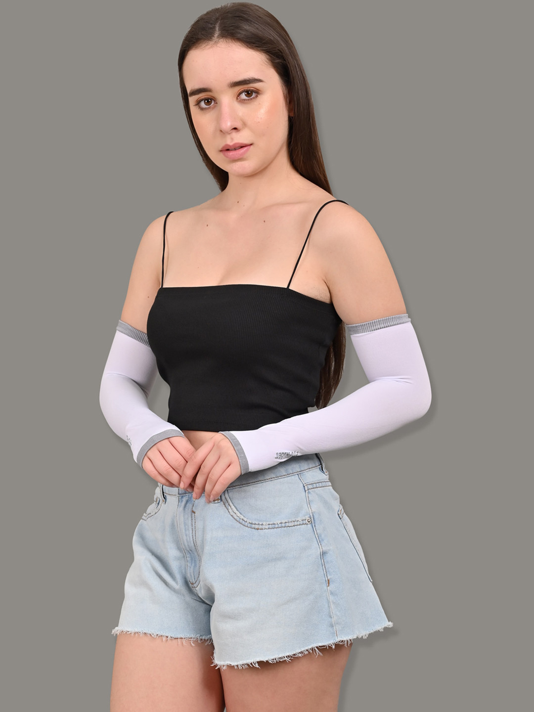 BAESD Women Pack of 2 White UV Sun Protection Compression Cool Arm Sleeves Gloves