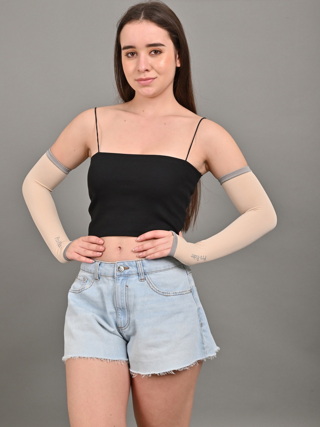 BAESD Women Pack of 3 Beige UV Sun Protection Compression Cool Arm Sleeves Gloves