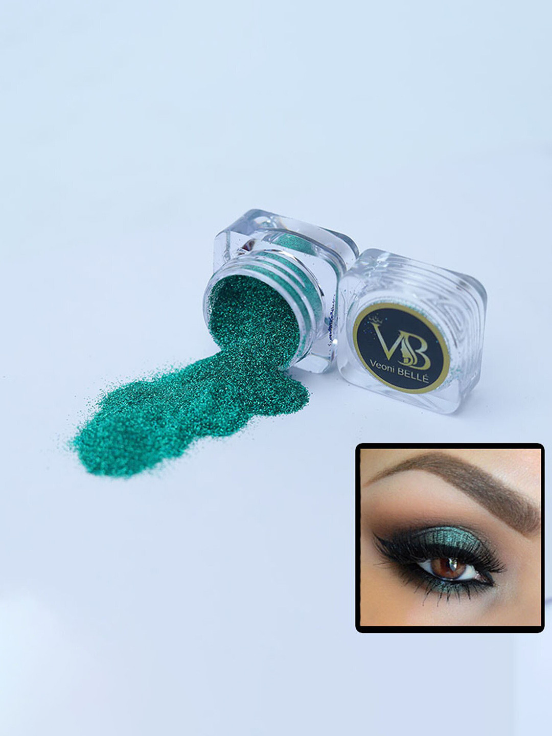 Veoni BELLE Holographic HD 2-Pcs Glitter Eyeshadow - 5g Each - Sea Green & Frozen Pink