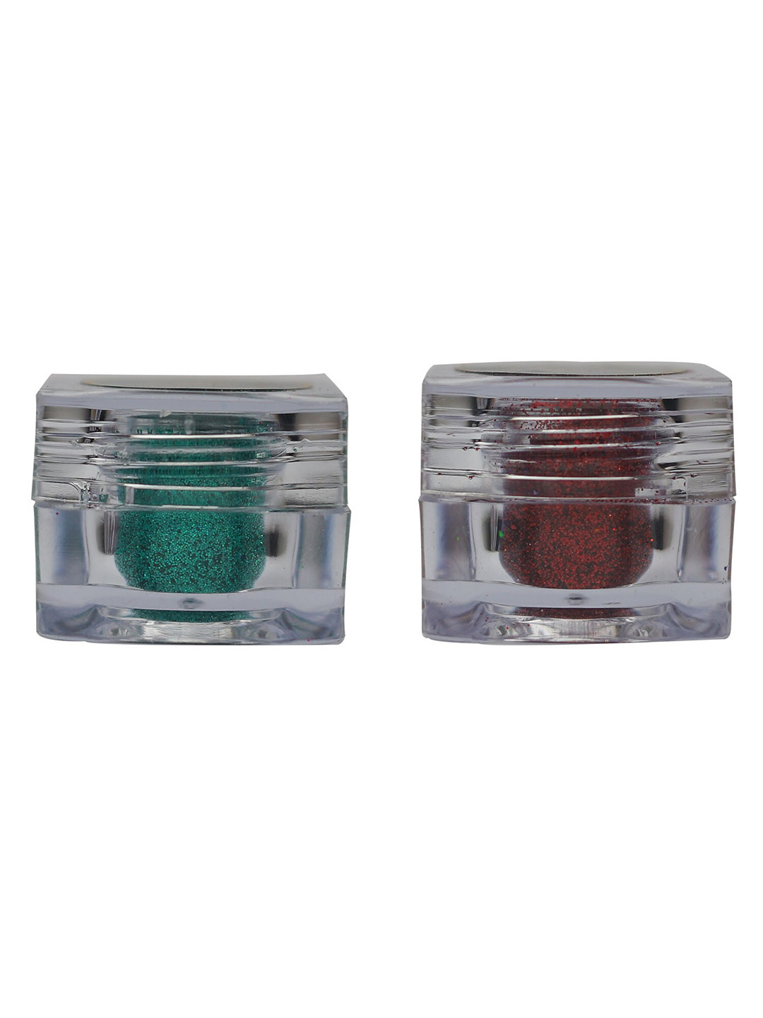 Veoni BELLE Holographic Set Of 2 HD Glitter Eyeshadow-5g Each-Sea Green 12-Ruby Red 02