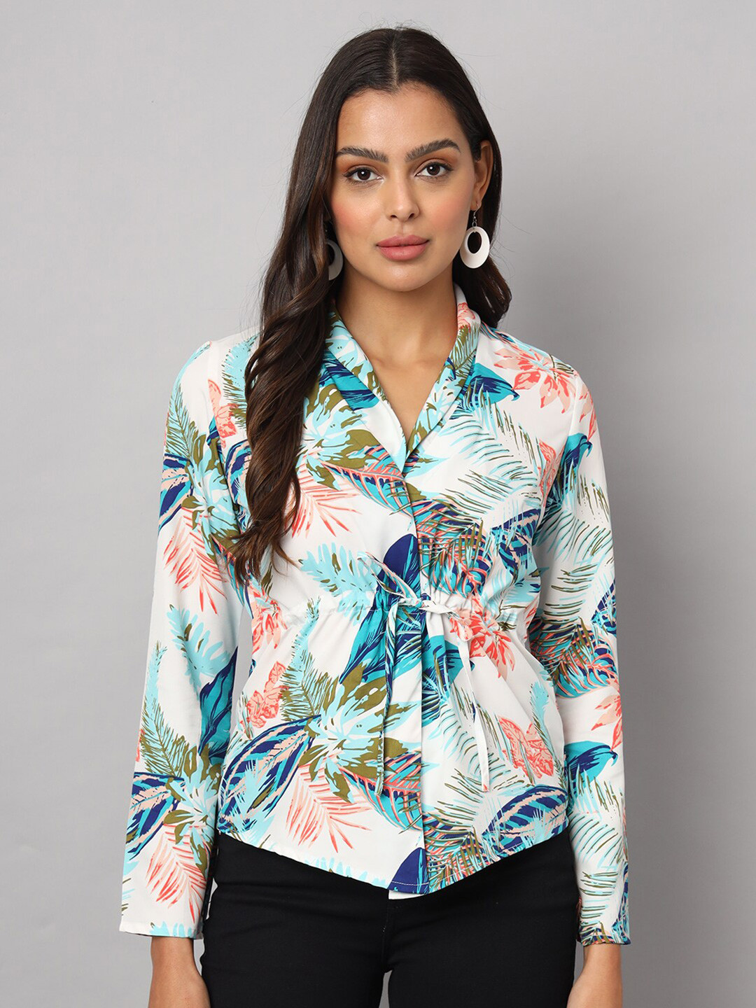 BRINNS Tropical Print Shirt Style Top