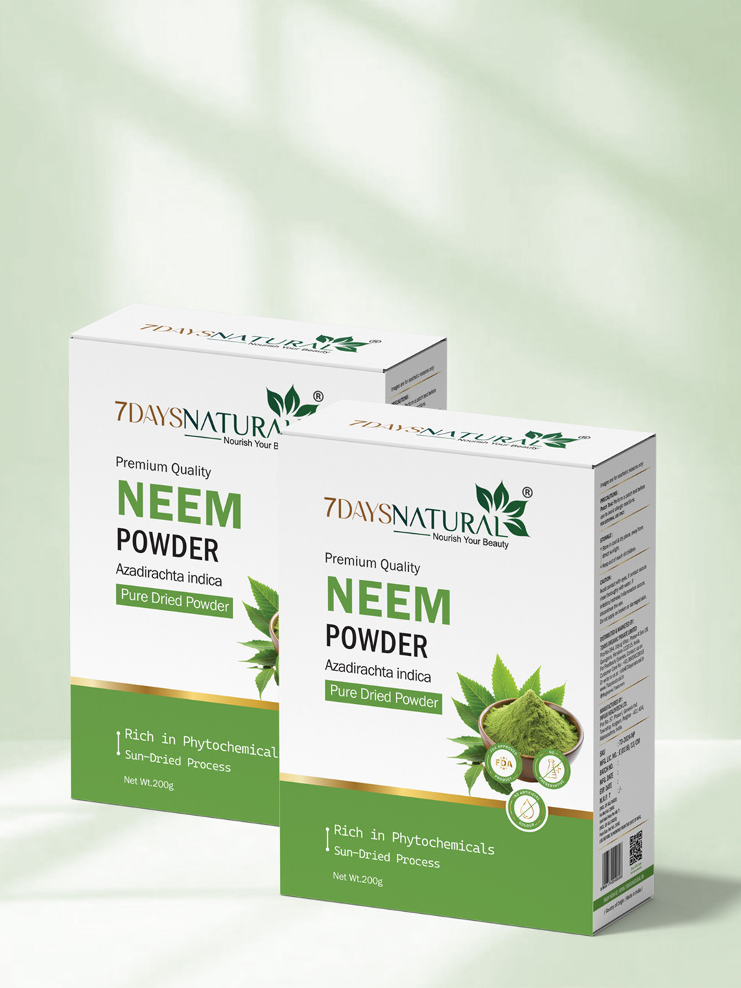 7DAYSNATURAL Set of 2 Natural & Herbal Neem Powder For Dandruff - 200g Each