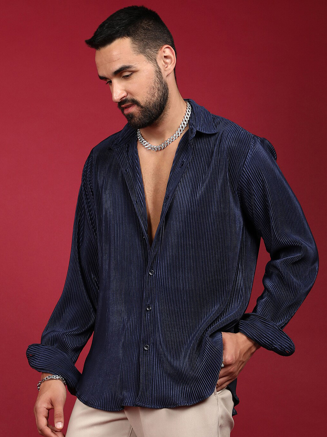 Campus Sutra Pleat-Creased Shirt