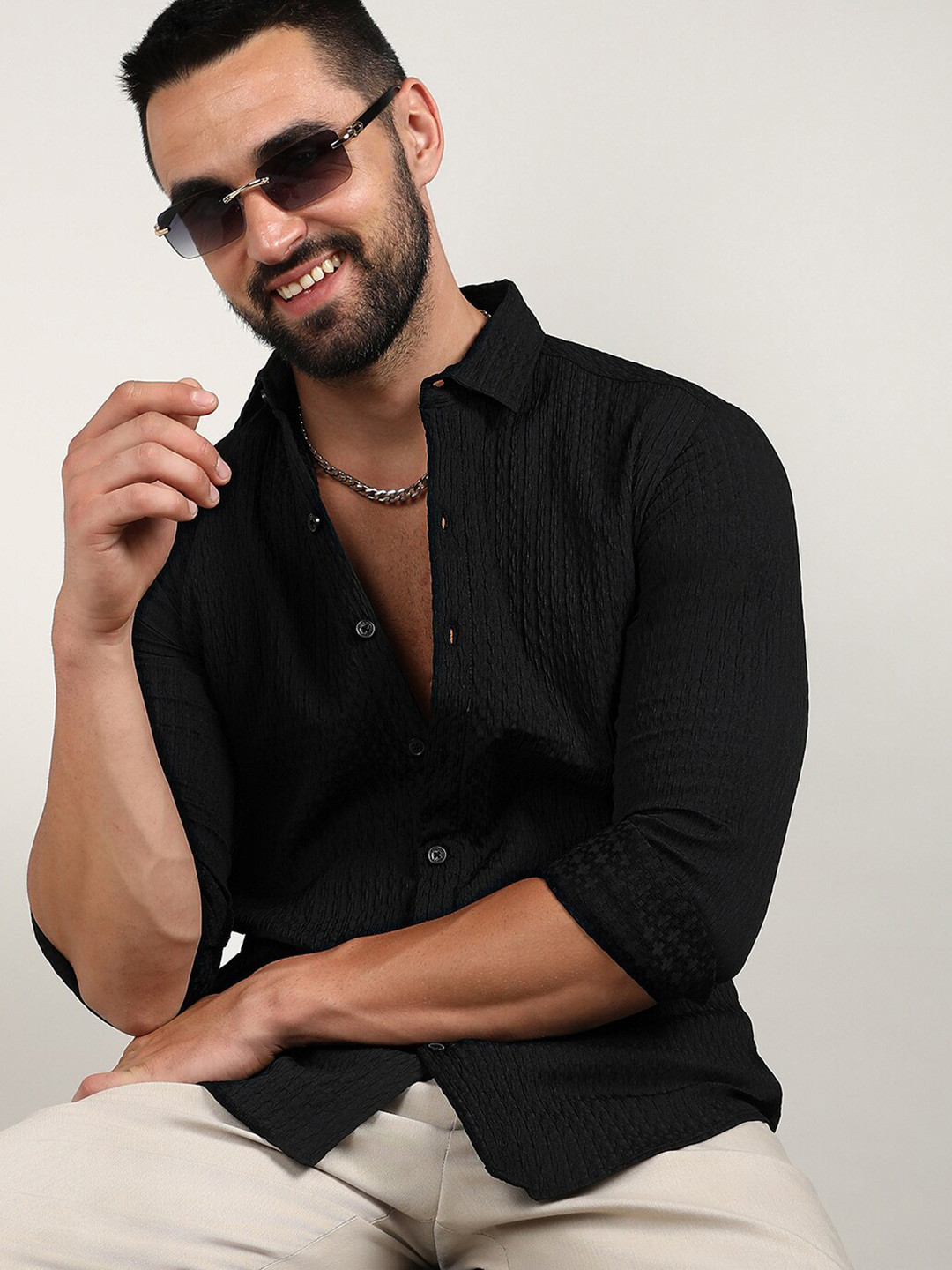 Campus Sutra Chain-Creased Shirt