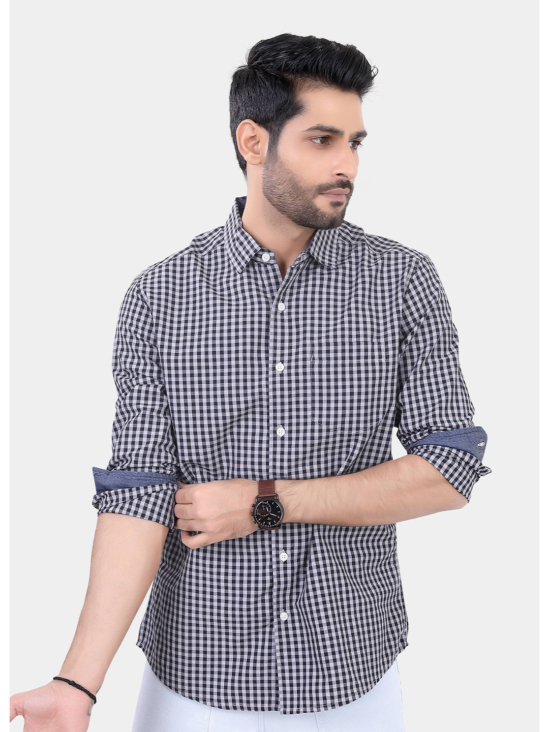 VASTRADO Men Gingham Checkered Shirt