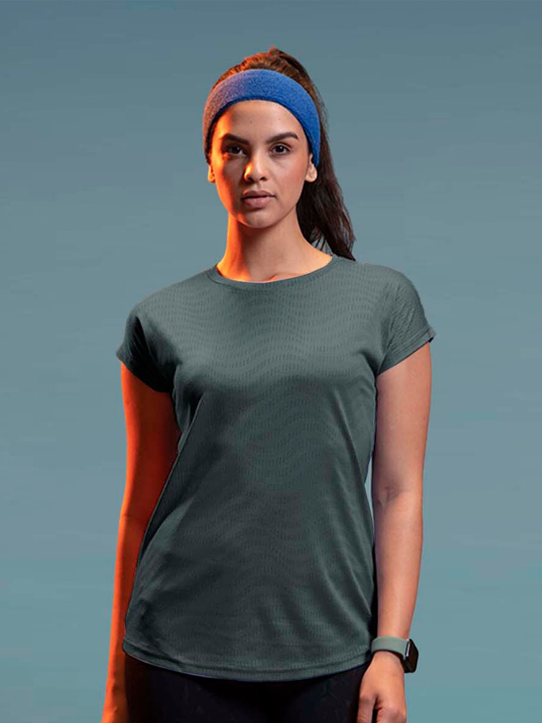 LYRA Women Colourblocked Extended Sleeves Pockets T-shirt