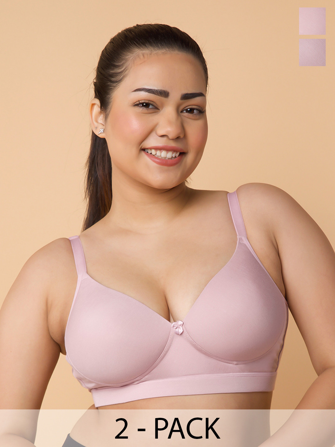 MAASHIE Pack of 2 Lightly Padded Full Coverage T-Shirt Bra CR-CR