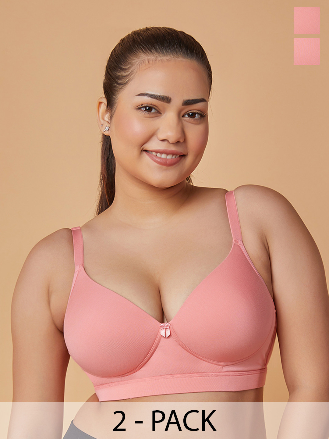 MAASHIE Pack of 2 Lightly Padded Full Coverage T-Shirt Bra PR-PR