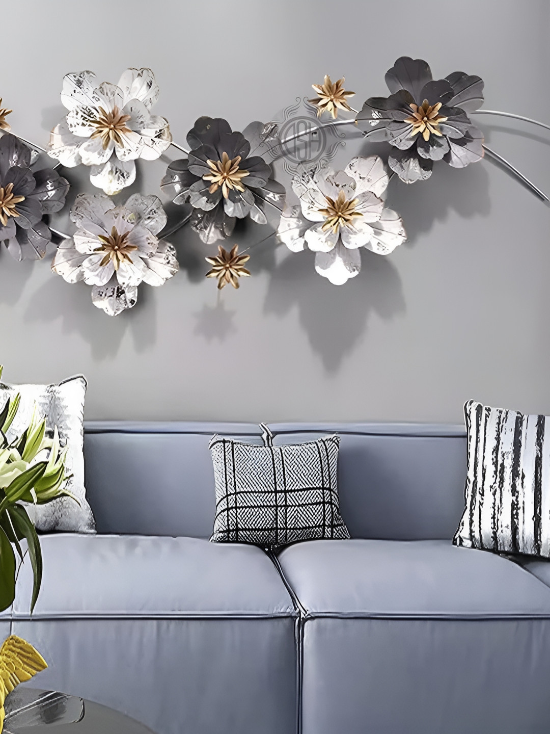 DSH Crafting Your Curiosity flower Metal Floral Matte Hanging Hall Wall Hangings-19.3In