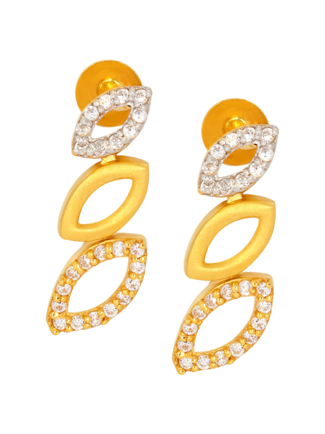 BHIMA 22K Hallmark 916 Purity Yellow Gold Fancy Stone Drops