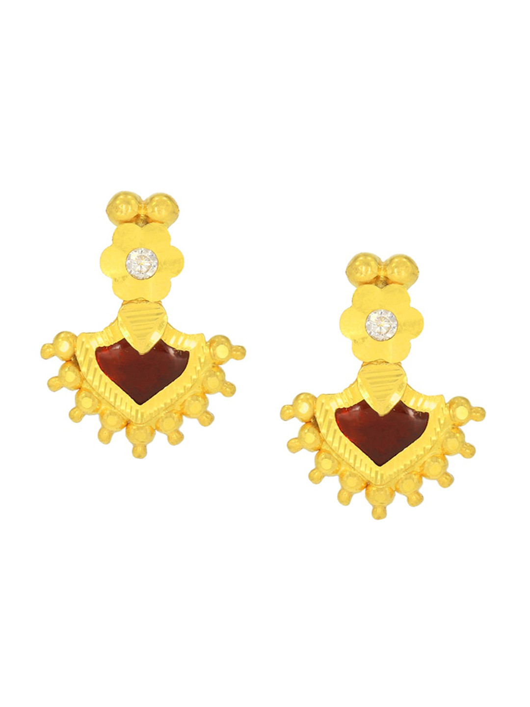 BHIMA 22K Hallmark 916 Purity Yellow Gold Palaka Studs