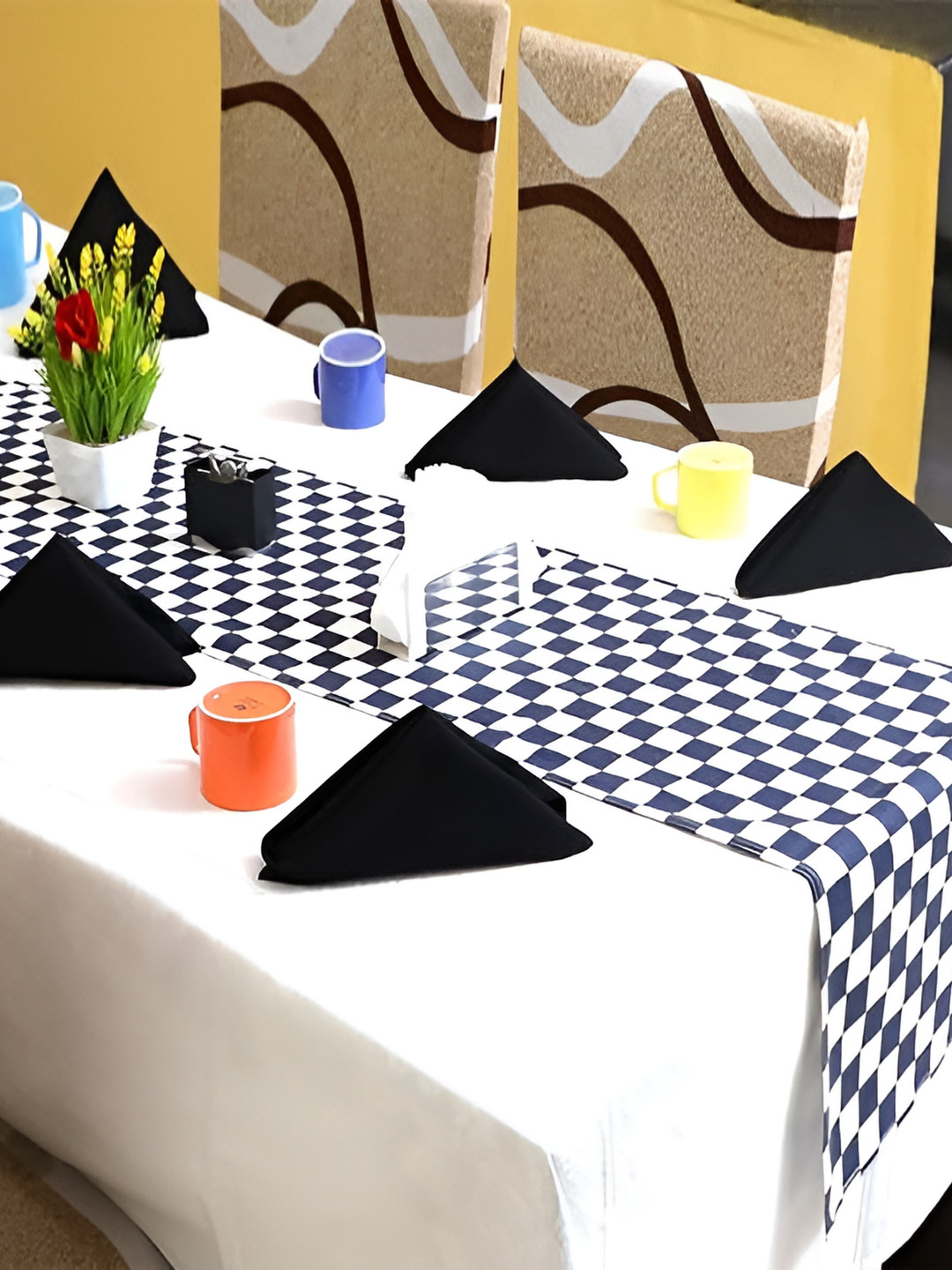 SWITCHON Black & White Printed Table Runner