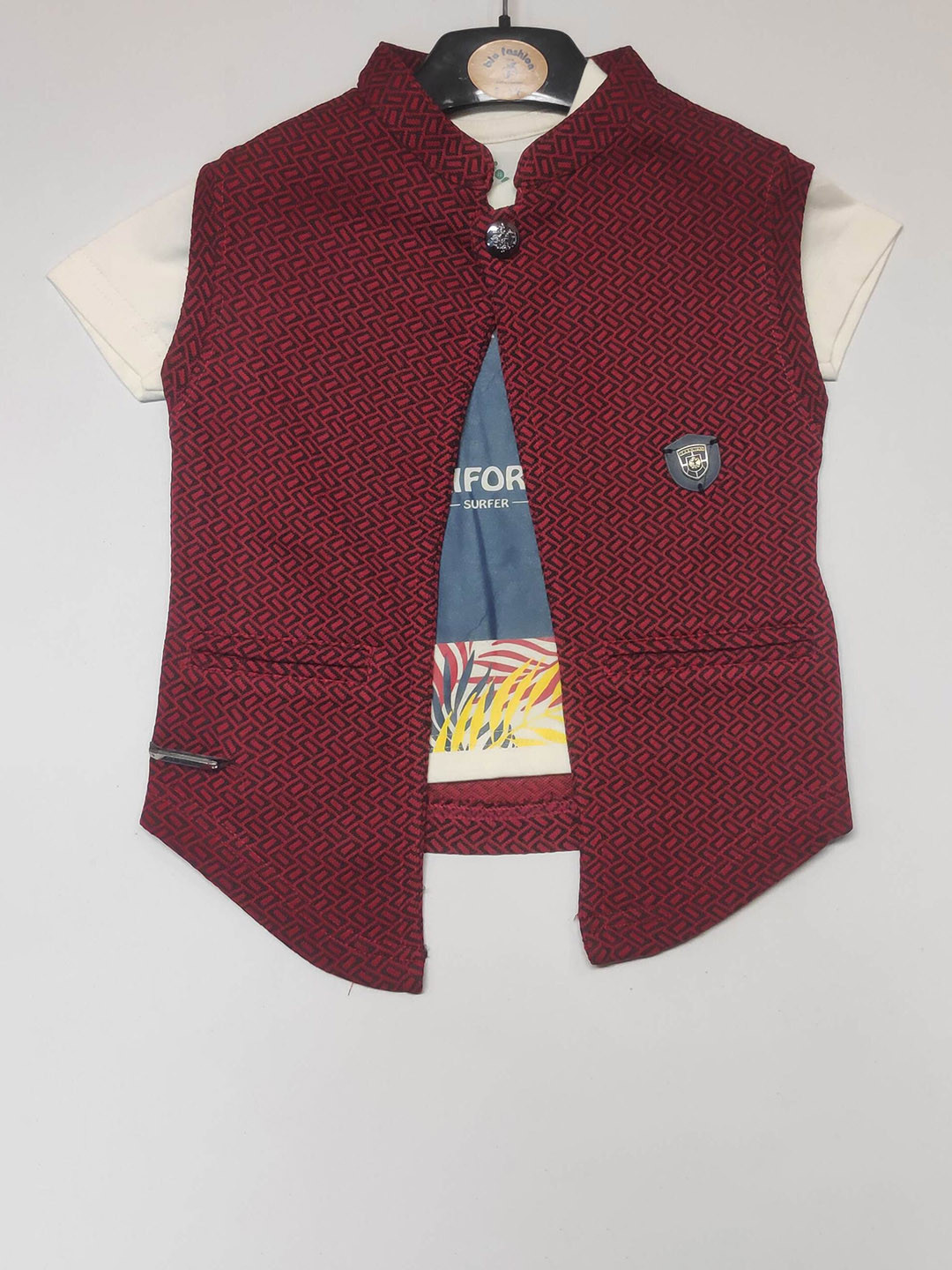 BAESD Boys Printed Front Open CottonBlazer with T-Shirt