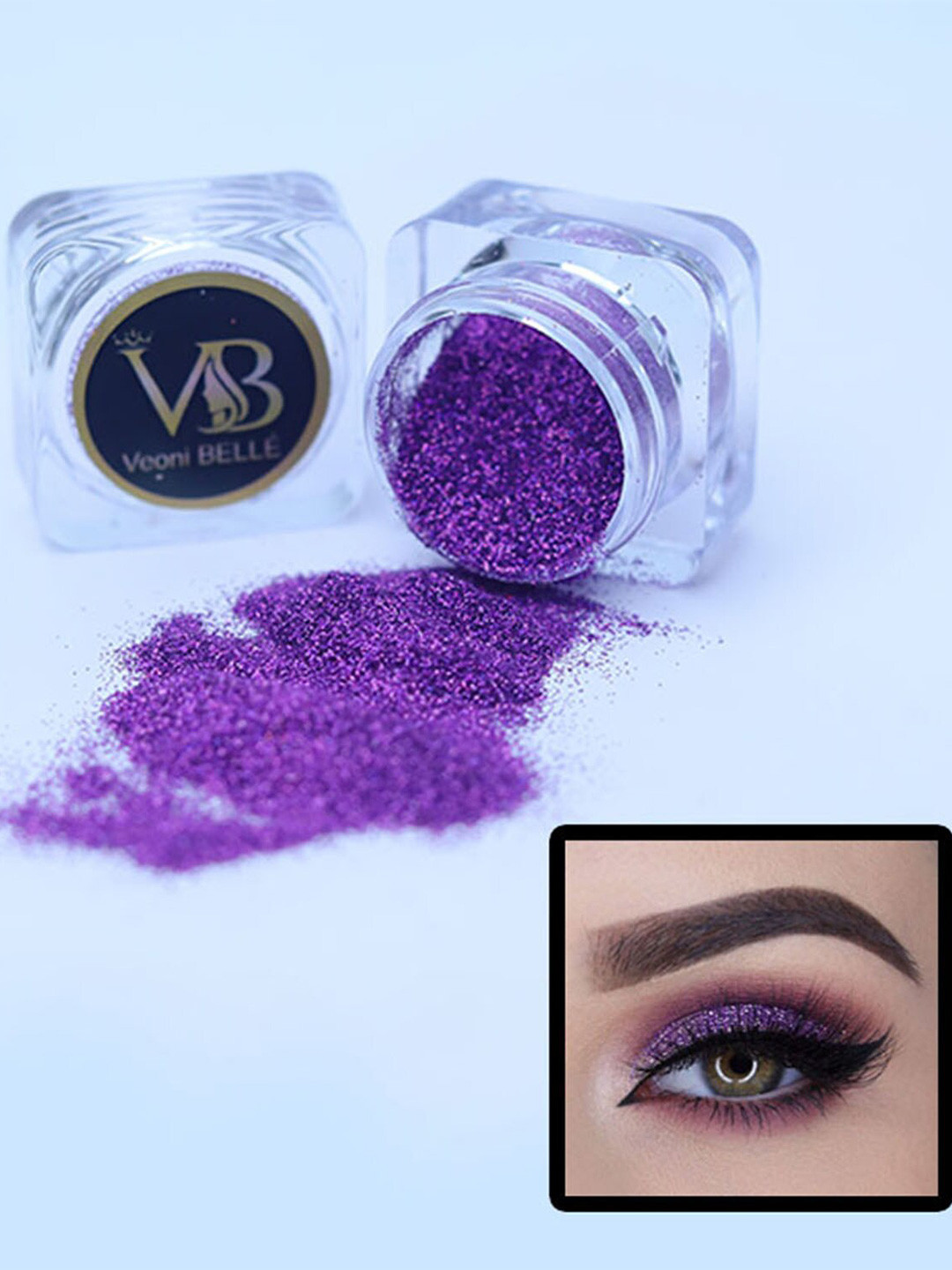 Veoni BELLE Holographic Set Of 2 HD Glitter Eyeshadow-5g Each-Frozen Pink-Violet Purple