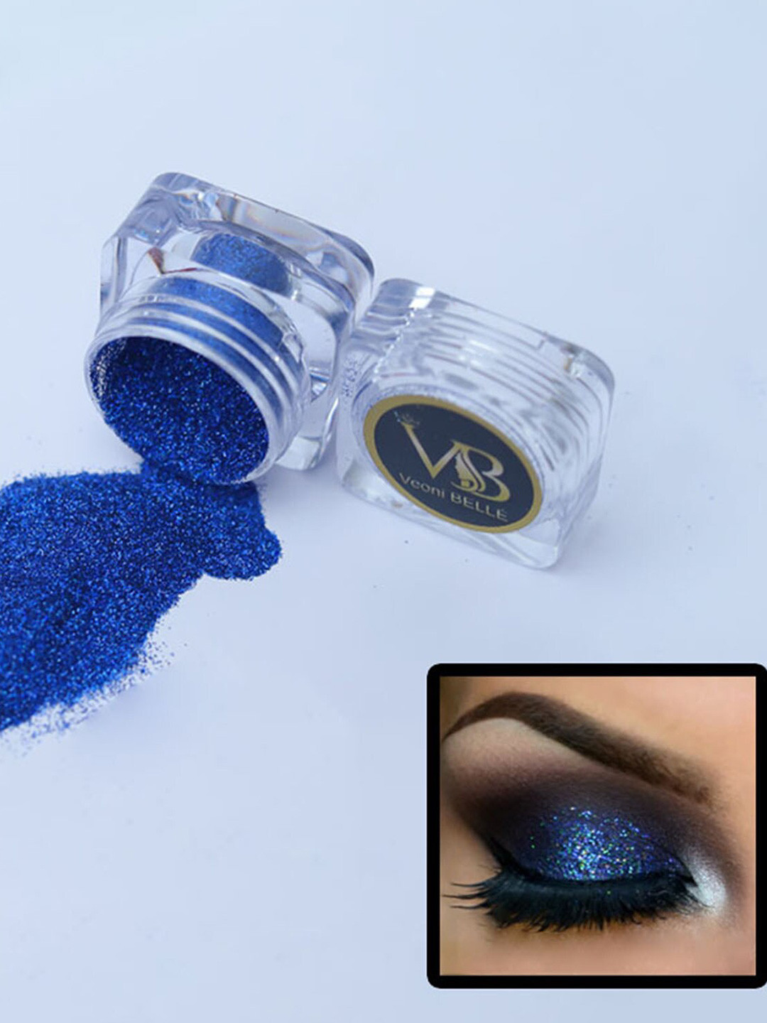 Veoni BELLE Holographic Set Of 2 HD Glitter Eyeshadow-5gEach-Frozen Pink19-Electric Blue03