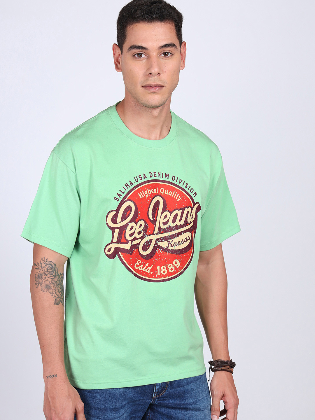 Lee Men Graphic Print Crew Neck Oversize Fit Tshirt