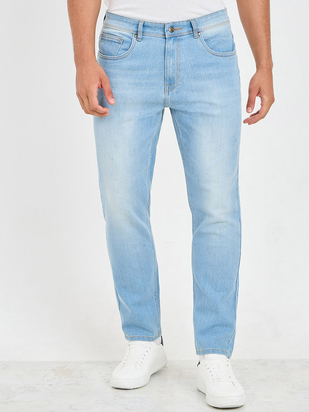 Styli Men Cotton Stretch Light Wash Slim Fit Nep Jeans