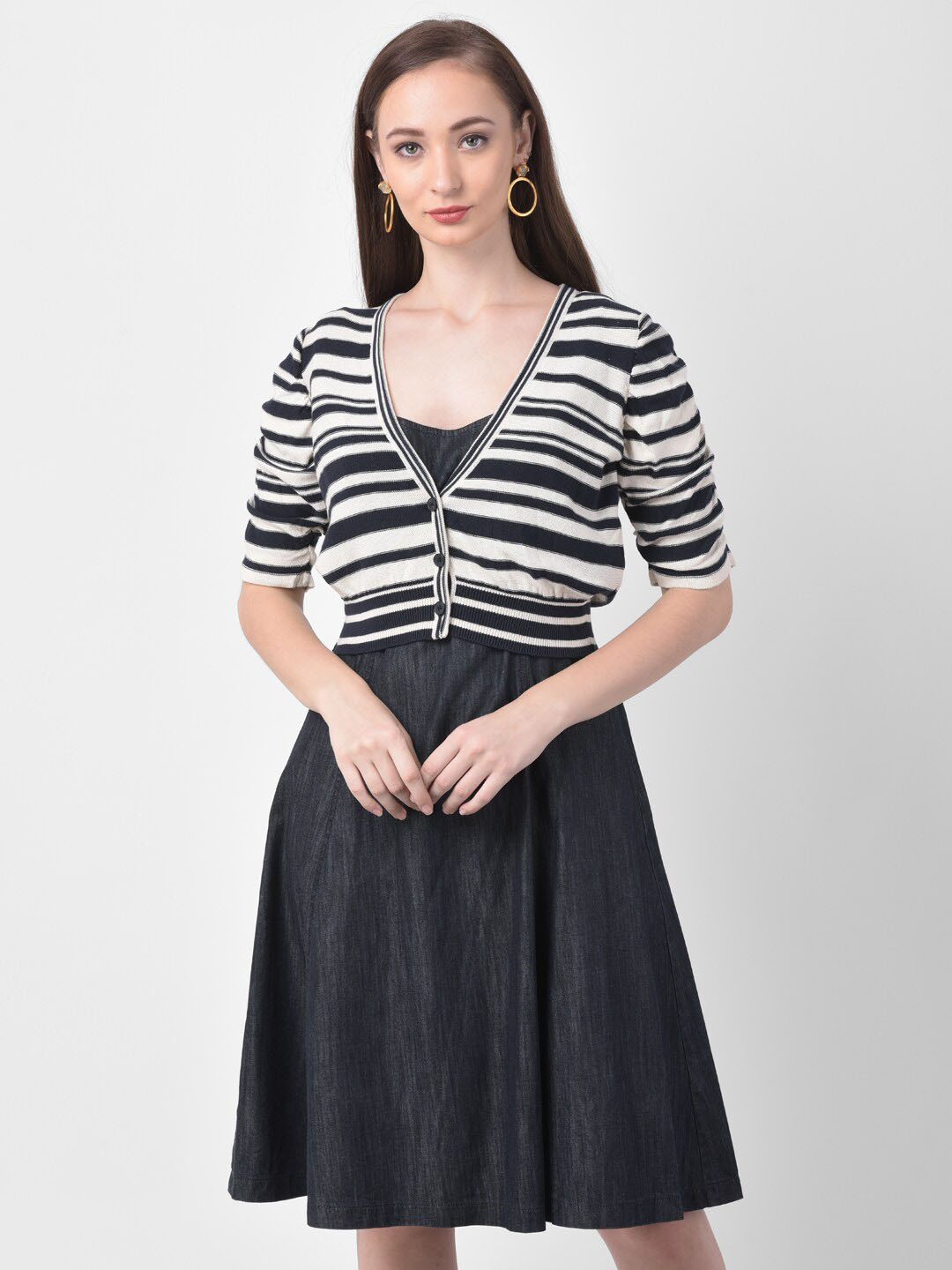 250 DESIGNS Striped Fit & Flare Dress