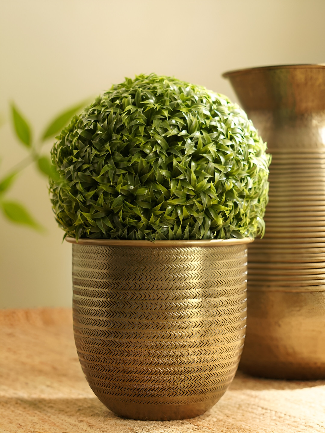 Pure Home and Living Brown Antique Finished Textured Aluminium Planter