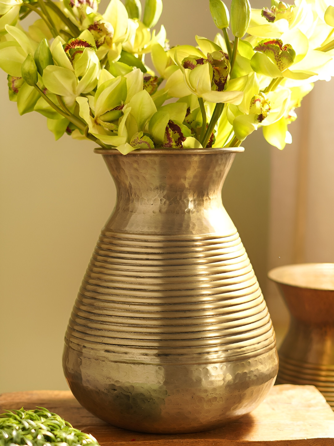 Pure Home and Living Brown Ribbed Aluminum Small Planters