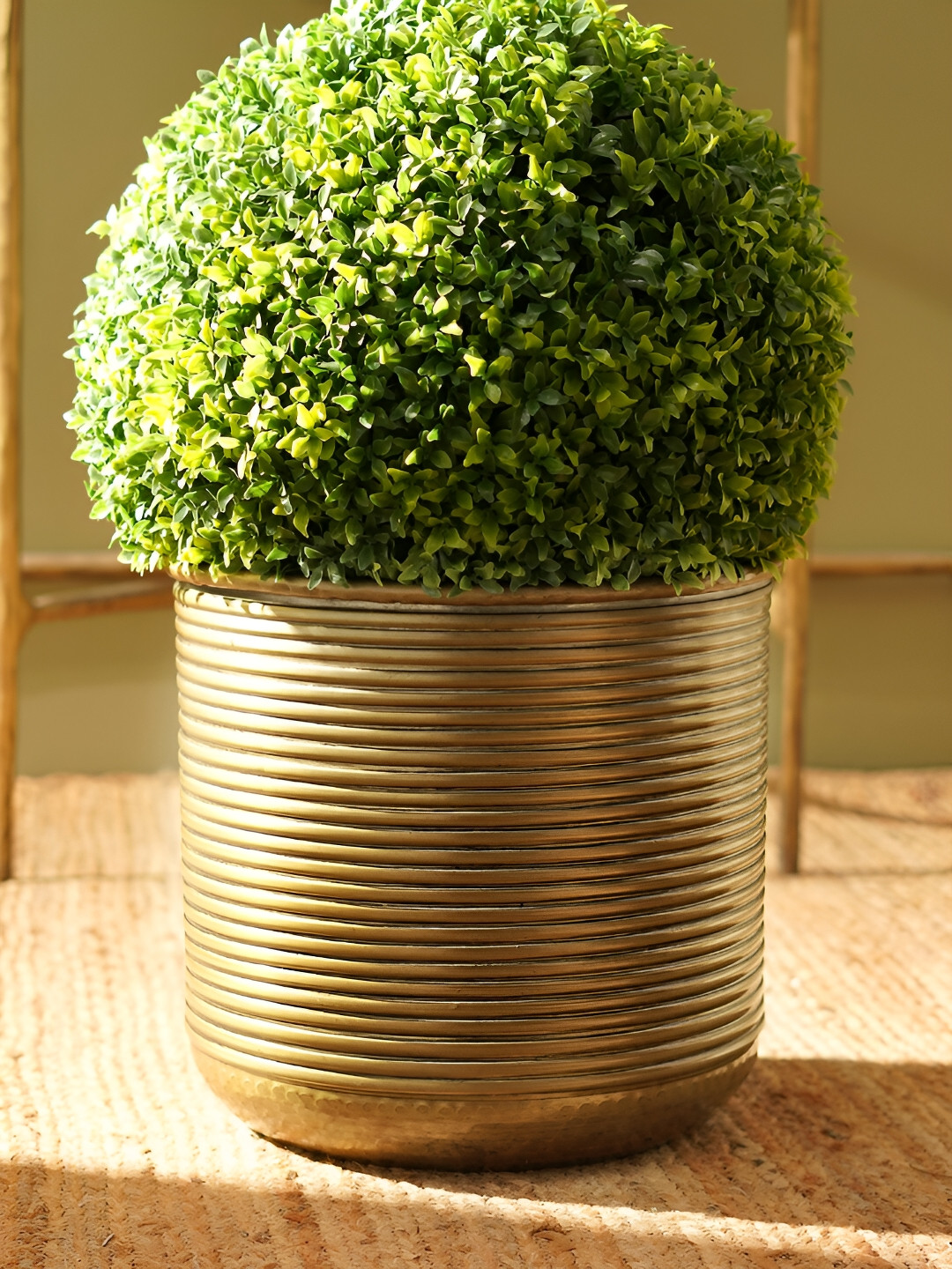 Pure Home and Living Brown Ribbed Aluminum Large Planters