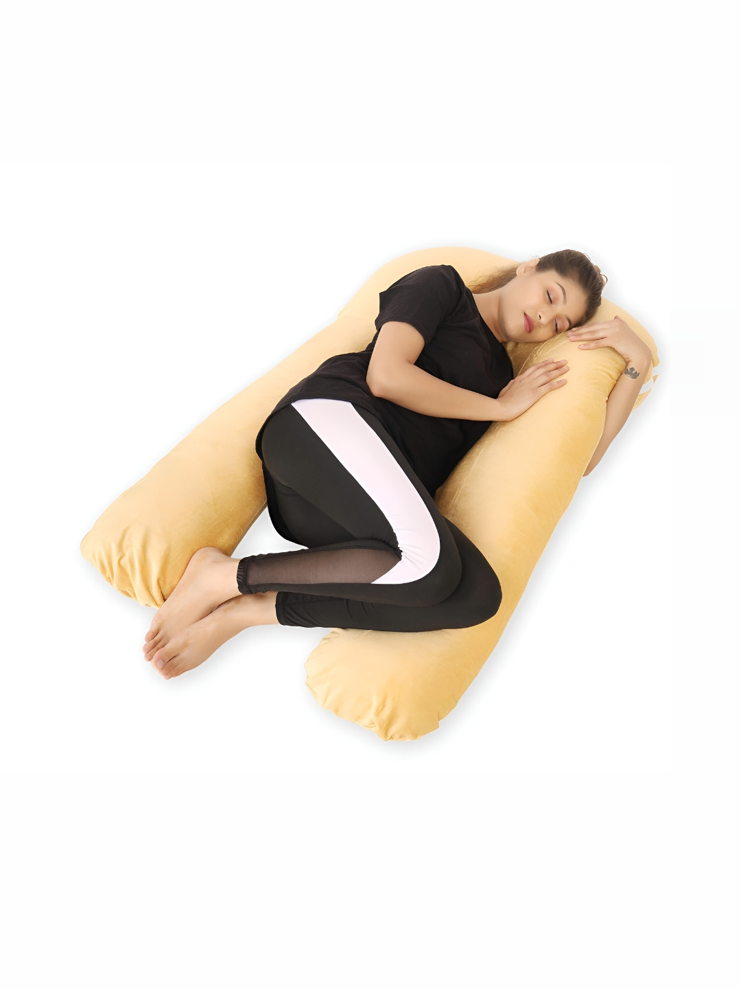 DADDY COOL Gold Solid Faux Velvet Lightweight Firm Fibre Maternity Pillow-122 x 76 x 21 cm