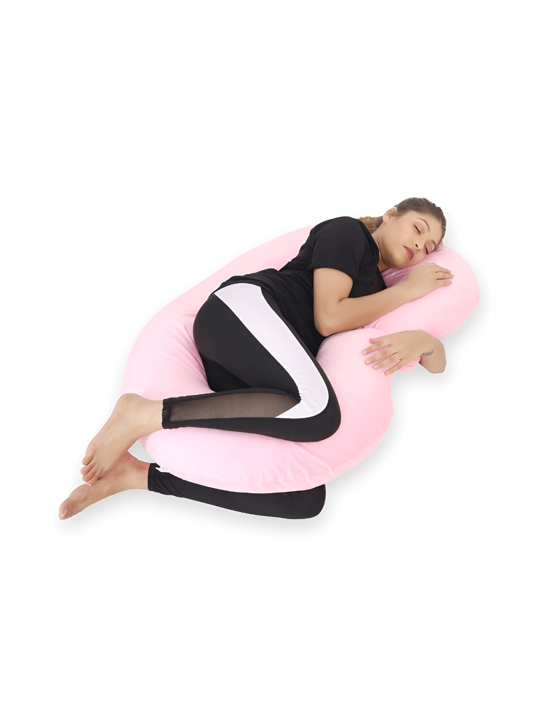 DADDY COOL Pink Solid Faux Velvet Lightweight Firm Fibre Maternity Pillow-137.2 x 137.2 x 137 cm