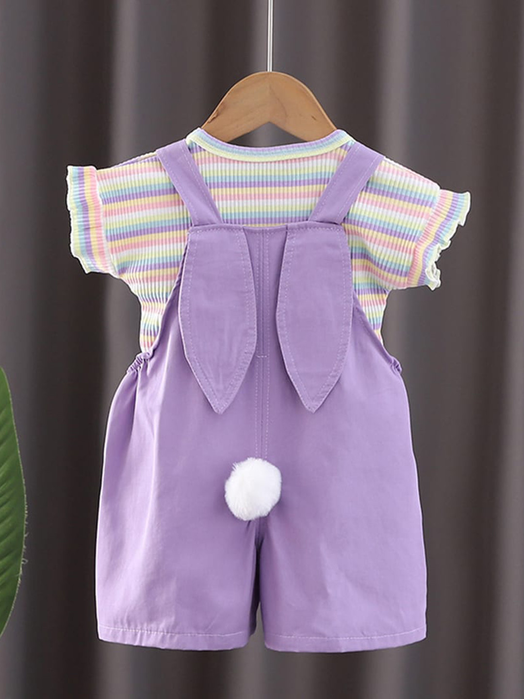 INCLUD Girls Striped Dungarees With T-Shirt