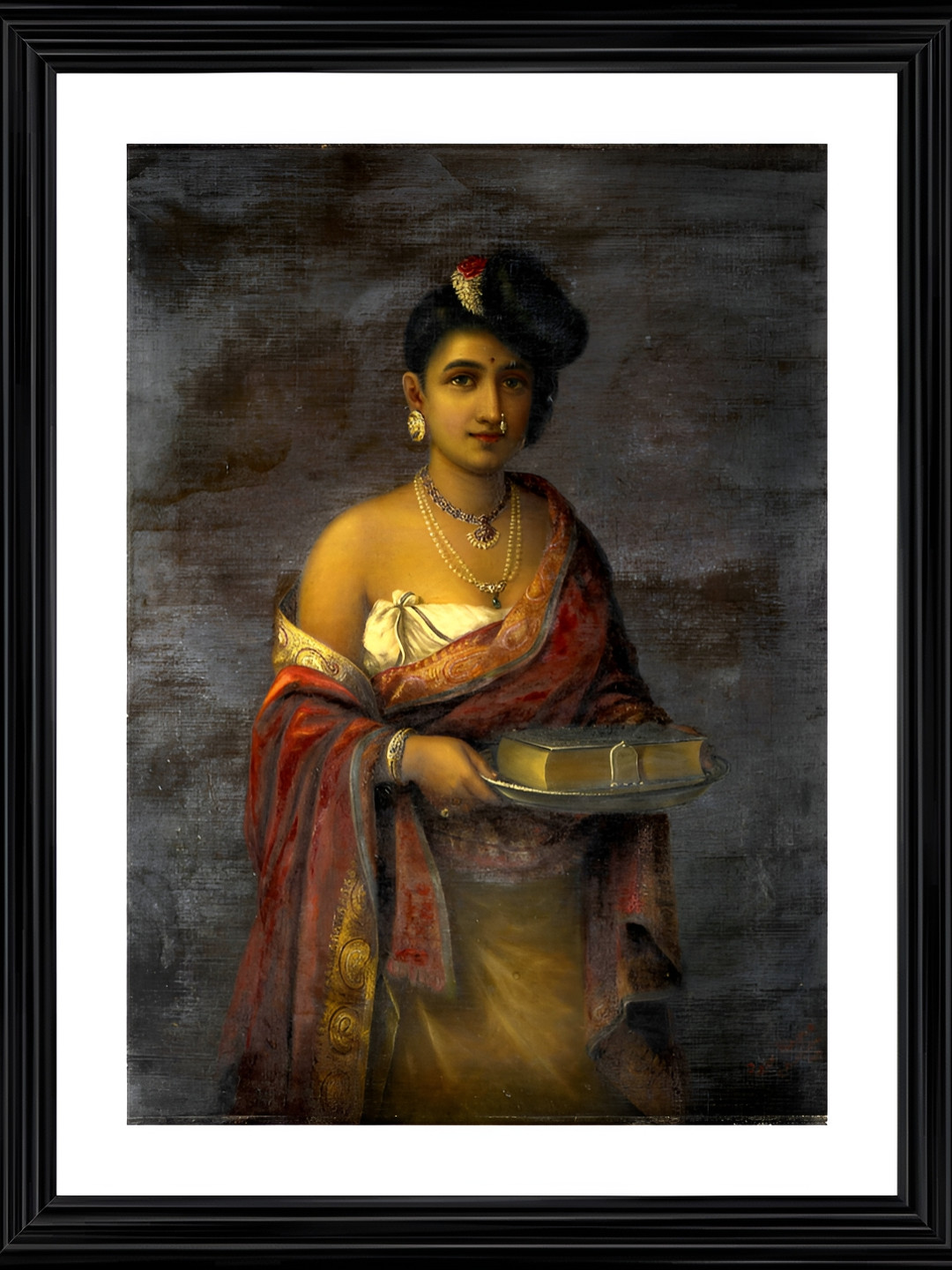 AdventuresIndia Maharani Of Travancore Wood Wall Rectangle Paintings Wall Art -21 x 16In
