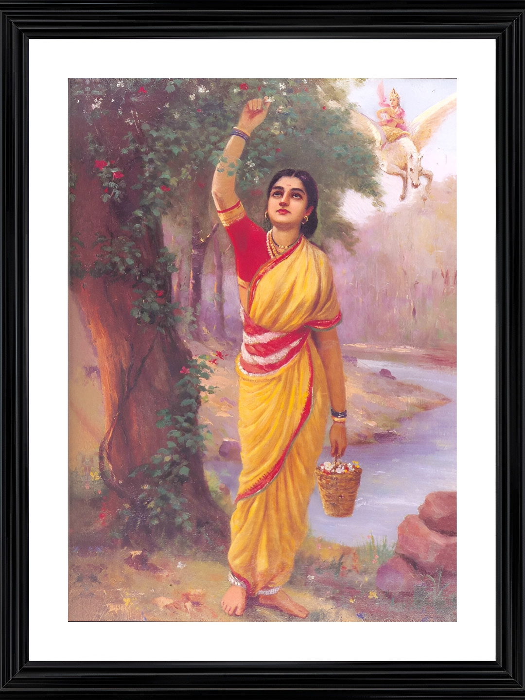 Adventures India Ahalya Wood Wall Rectangle Paintings Wall Art - 20.4 x 15.7 In