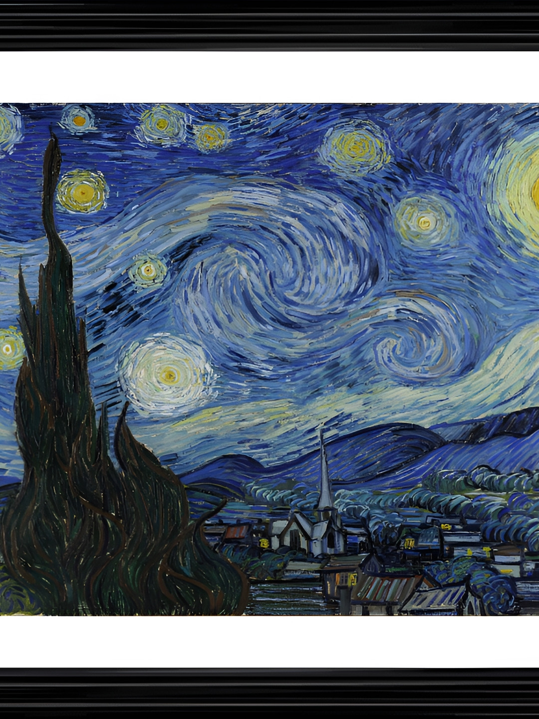 AdventuresIndia Starry Night (1889) Wood Wall Rectangle Paintings Wall Art - 18 x 14In