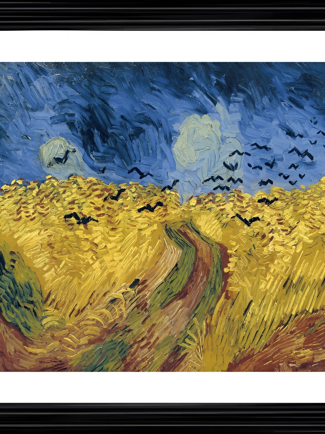 AdventuresIndia Wheatfield With Crows Wood Wall Rectangle Paintings Wall Art -18 x 14In